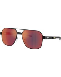 FERRARI SCUDERIA - Fz5003 101/6P Sunglasses Metal Nero Squared Normal Specchiato - Lyst