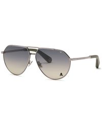 Philipp Plein - Spp007V Plein Signature 508 Sunglasses Metal Smoke Geometric Normal Shaded - Lyst