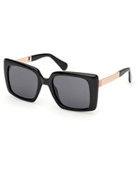 MAX&Co. - Mo0134 01A Sunglasses Injected Smoke Squared Normal - Lyst