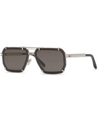 Philipp Plein - Spp131 Plein Legacy 0K07 Sunglasses Metal Smoke Geometric Normal - Lyst