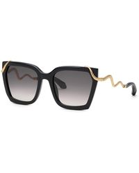 Roberto Cavalli - Src034M 0700 Sunglasses Acetate Smoke Squared Normal Nuanced - Lyst