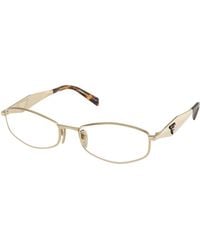 Prada - Pr D58V Zvn1O1 Optical Frames Metal Transparent Round Normal - Lyst