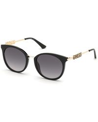 Guess - Gu7645 01B Sunglasses Injected Smoke Round Normal Shaded - Lyst
