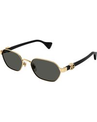 Gucci - Gg1593S 001 Sunglasses Metal Round - Lyst