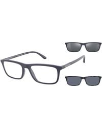 Emporio Armani - Ea4160 50881W Sunglasses Injected Transparent Squared Normal Clip-On - Lyst