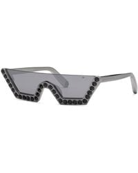 Philipp Plein - Spp031S Plein Crystal Lux Aaux Sunglasses Acetate Geometric Anti-Glare Mirror - Lyst