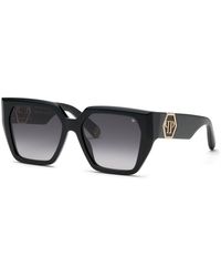 Philipp Plein - Spp160 Plein Capture 700 Sunglasses Acetate Smoke Squared Normal Nuanced - Lyst
