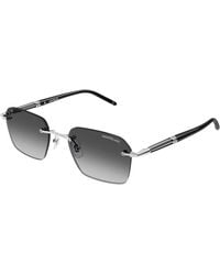 Montblanc - Mb0526S 001 Sunglasses Metal Squared Nuanced - Lyst