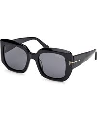 Tom Ford - Ft1220 Carla-02 01D Sunglasses Acetate Smoke Squared Polarized - Lyst