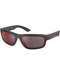 Prada Linea Rossa - Ps 05Zs Dg008F Sunglasses Injected Squared Mirrored Mirror - Lyst