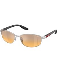 Prada Linea Rossa - Ps B53S 1Bc40Z Sunglasses Metal Round Mirror Nuanced - Lyst