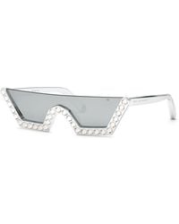 Philipp Plein - Spp031S Plein Crystal Lux 4Gtx Sunglasses Acetate Geometric Anti-Glare Mirror - Lyst