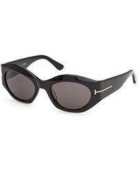 Tom Ford - Ft1415 Emmeline-02 01A Sunglasses Acetate Smoke Round Normal - Lyst