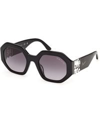 Guess - Gm00049 01B Sunglasses Acetate Smoke Geometric Normal - Lyst