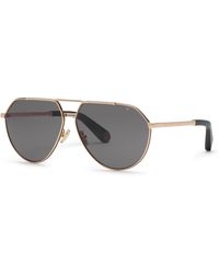 Philipp Plein - Spp007V Plein Signature 302F Sunglasses Metal Smoke Geometric Normal - Lyst