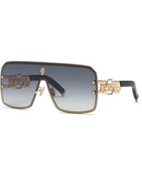 Philipp Plein - Spp162S Plein Icon Edge 300 Sunglasses Metal Smoke Mask Normal Nuanced - Lyst