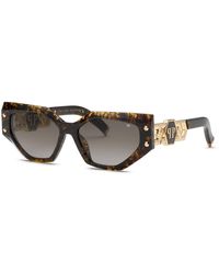 Philipp Plein - Spp174S Plein Icon Edge 09Fp Sunglasses Acetate Smoke Geometric Normal Nuanced - Lyst
