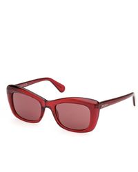 MAX&Co. - Mo0176 75S Sunglasses Injected Bordeaux Butterfly Normal - Lyst
