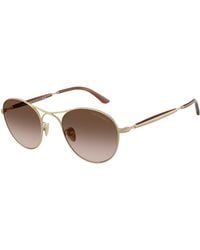 Giorgio Armani - Ar6177 300213 Sunglasses Steel Round Normal Shaded - Lyst