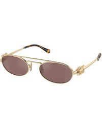 Miu Miu - Mu 54Zs Zvn70D Sunglasses Metal Round Normal Mirror - Lyst