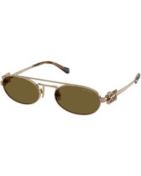 Miu Miu - Mu 54Zs 7Oe09Z Sunglasses Metal Round Normal - Lyst