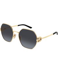 Gucci - Gg2046S 001 Sunglasses Metal Geometric - Lyst