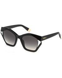 Furla - Sfu885V 700Y Sunglasses Acetate Smoke Geometric Normal Nuanced - Lyst