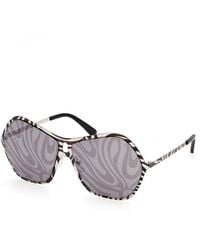 PUCCI - Ep0264 05C Sunglasses Metal Smoke Squared Normal - Lyst
