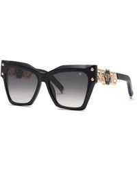 Philipp Plein - Spp175S Plein Icon Edge 700 Sunglasses Acetate Smoke Squared Normal Shaded - Lyst