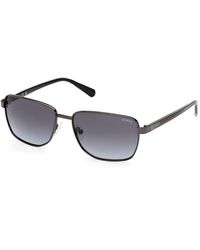 Guess - Gu00312 07B Sunglasses Metal Smoke Squared Normal - Lyst