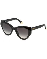 Furla - Sfu886 0700 Sunglasses Acetate Smoke Geometric Normal Shaded - Lyst