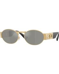 Versace - Ve2264 100230 Sunglasses Steel Round Mirrored - Lyst