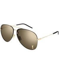Saint Laurent - Classic 11 M 004 Sunglasses Metal Copper Pilot Normal Mirror - Lyst