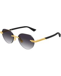 Bottega Veneta - Bv1379S 001 Sunglasses Metal Round - Lyst