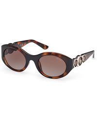 Guess - Gu00198-H 52F Sunglasses Injected Marrone Round Normal Sfumato - Lyst