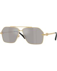 Versace - Ve2284 10026G Sunglasses Metal Pilot Mirrored - Lyst