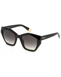 Furla - Sfu885 0700 Sunglasses Acetate Smoke Geometric Normal Shaded - Lyst