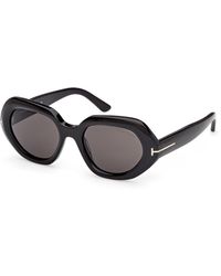 Tom Ford - Ft1317 April-02 01A Sunglasses Acetate Smoke Geometric Normal - Lyst