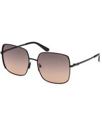 Guess - Gu00194 01B Sunglasses Metal Smoke Squared Normal - Lyst