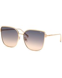 Chopard - Schg67M 08Fc Sunglasses Metal Squared Anti-Glare Shaded - Lyst