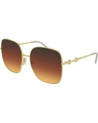 Gucci - Gg0879S 004 Sunglasses Metal Squared Normal Shaded - Lyst