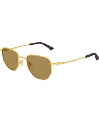 Bottega Veneta - Bv1301S 007 Sunglasses Metal Round - Lyst