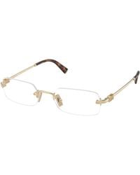 Miu Miu - Mu 50Yv Zvn1O1 Optical Frames Metal Transparent Squared Normal - Lyst
