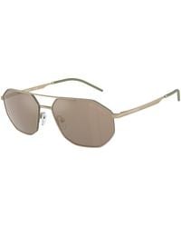 Emporio Armani - Ea2147 30025A Sunglasses Metal Geometric Mirrored Mirror - Lyst