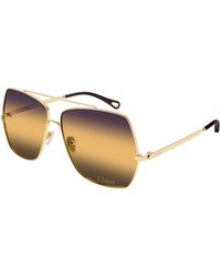 Chloé - Ch0278S 008 Sunglasses Metal Squared Nuanced - Lyst