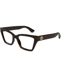 Gucci - Gg1715O Linea Gg Logo 002 Havana Acetate Occhiali Da Vista - Lyst
