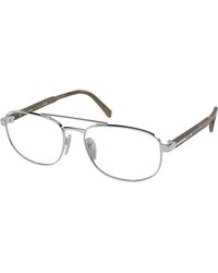 Prada - Pr A56V 11U1O1 Optical Frames Steel Transparent Round Normal - Lyst