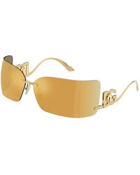 Dolce & Gabbana - Dg2319 02/5A Sunglasses Metal Squared Mirrored - Lyst