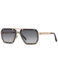 Philipp Plein - Spp131 Plein Legacy 301 Sunglasses Metal Smoke Geometric Normal Shaded - Lyst