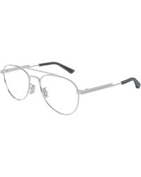 Bottega Veneta - Bv1340Ok 002 Optical Frames Metal Transparent Pilot - Lyst